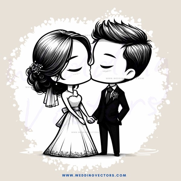 a couple in black and white wedding attire