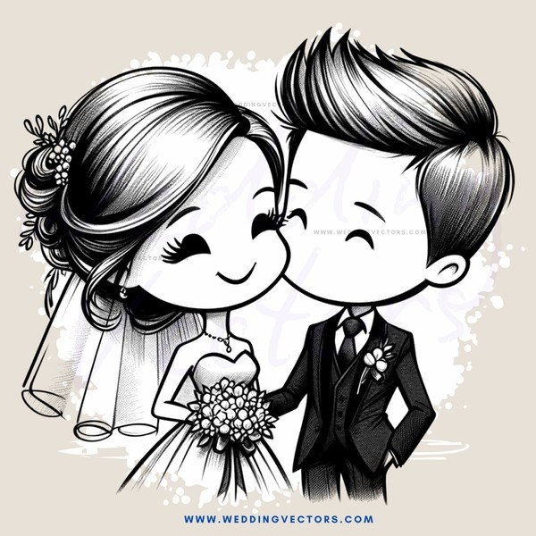 a black and white wedding photo