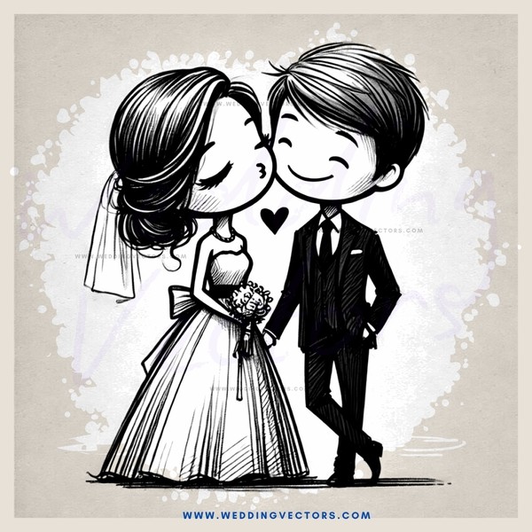 a couple kissing in a wedding dress and tuxedo