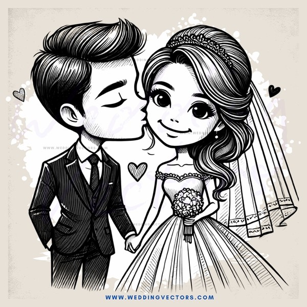 a bride and groom share their first kiss
