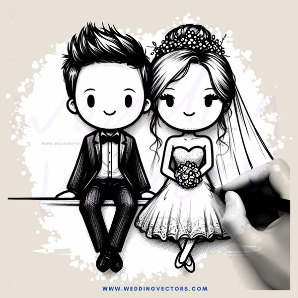 wedding cartoon picture - man and woman