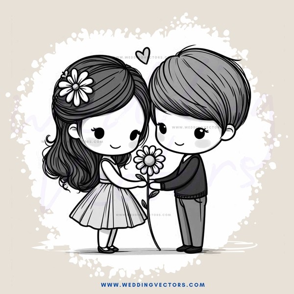 a boy and girl holding flowers
