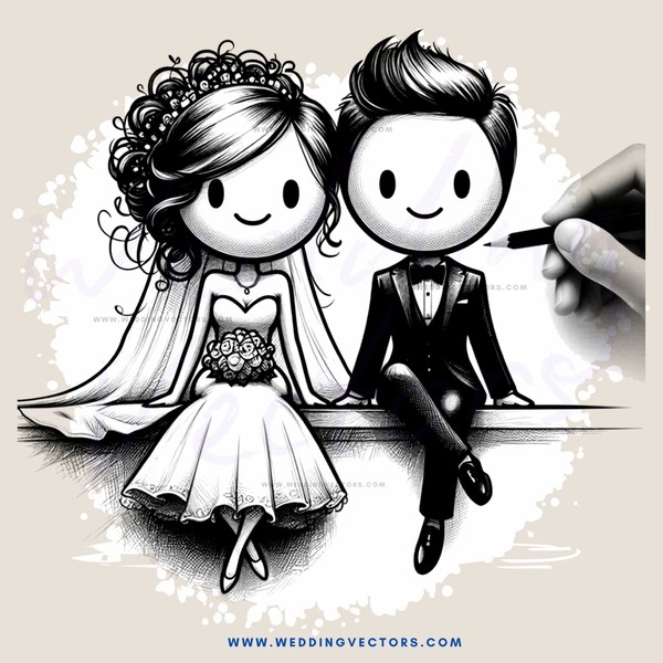 wedding couple drawing