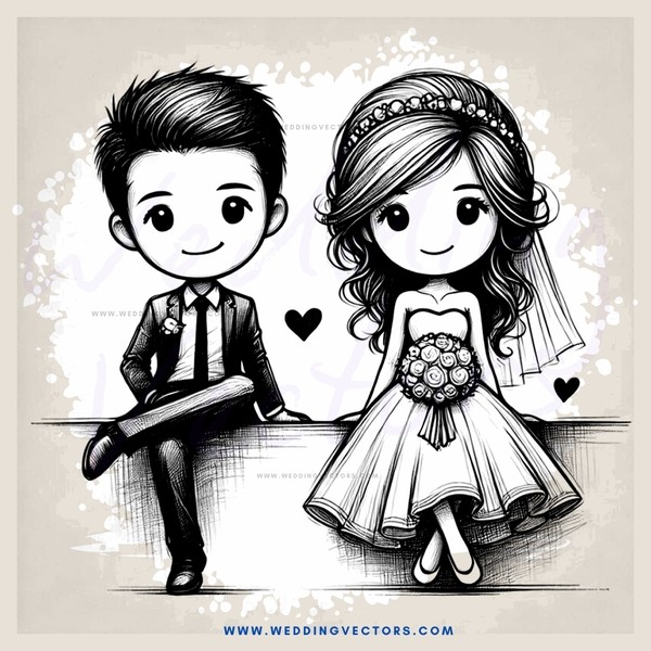 wedding bride and groom sitting together
