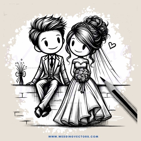 a bride and groom on a bench