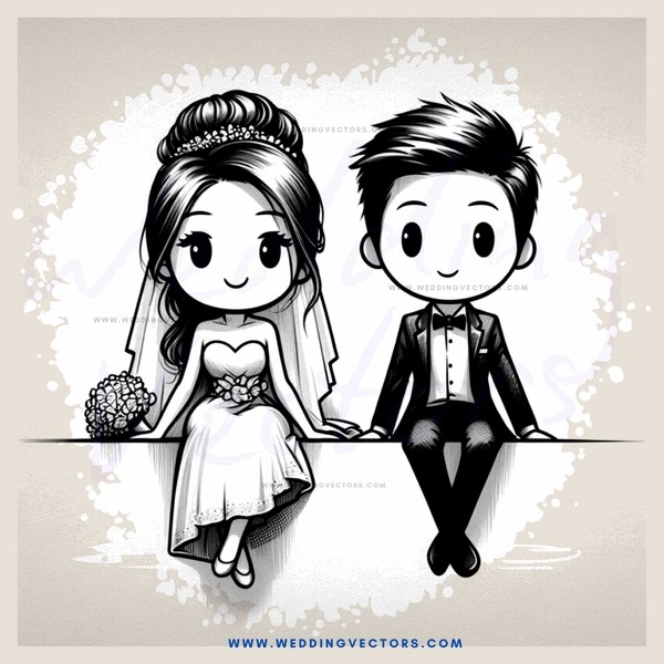 a bride and groom sitting down