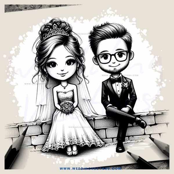 wedding engagement illustration on wall