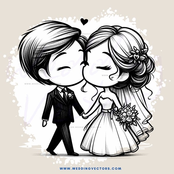 wedding couple kissing with flowers and rings