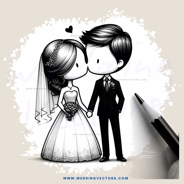 wedding picture kissing couple and pen