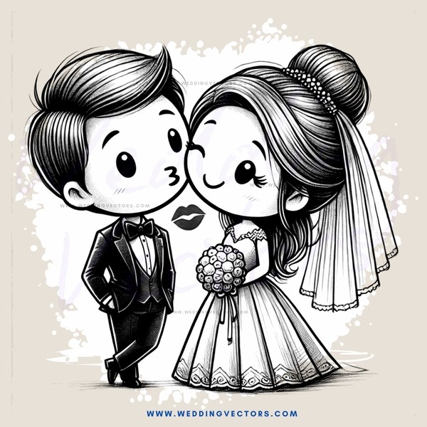 a bride and groom kissing in their wedding outfits
