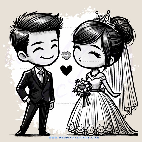 a happy couple in wedding attire and holding rings