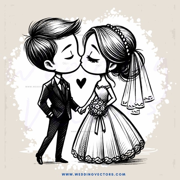 a bride and groom kissing