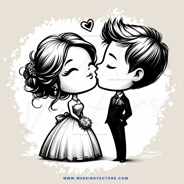 wedding kissing couple in silhouette
