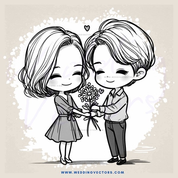 girl and boy holding flowers