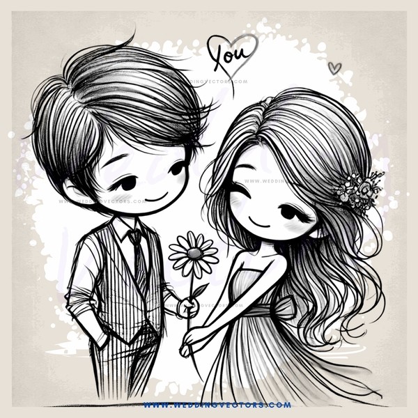 a boy and girl holding flowers