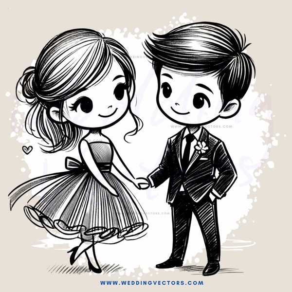 a couple in black and white wedding attire