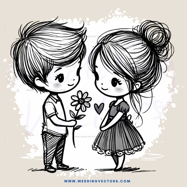 a boy and girl hold hands over a flower