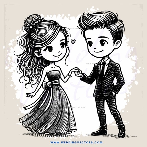 couple hugging in black and white cartoon drawing