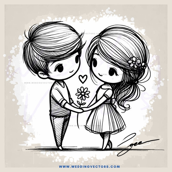 couple hugging with flowers and signature