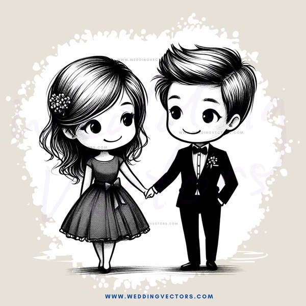 a boy and girl holding hands