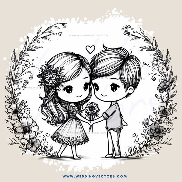 a romantic couple embracing with flowers and vines