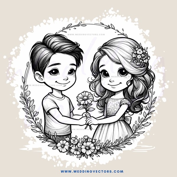 a happy boy and girl holding hands