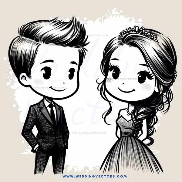 couple posing together in cartoon style