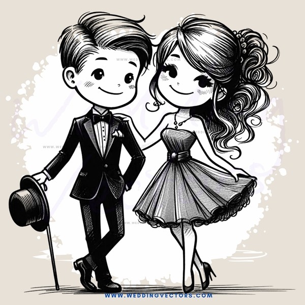 smiling couple posing for picture with suit and hat
