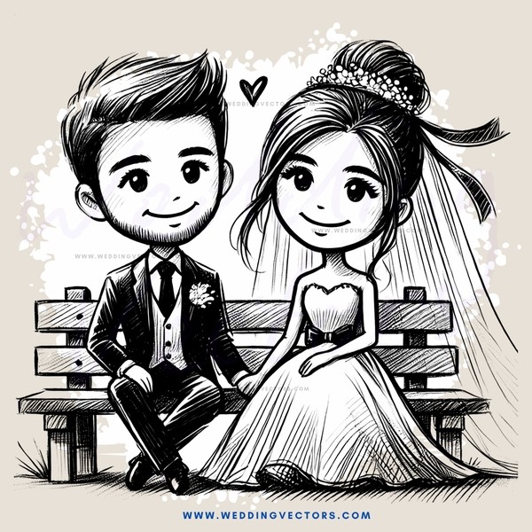 a happy couple sitting on a bench
