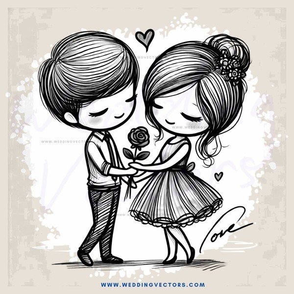 love with flowers and hearts