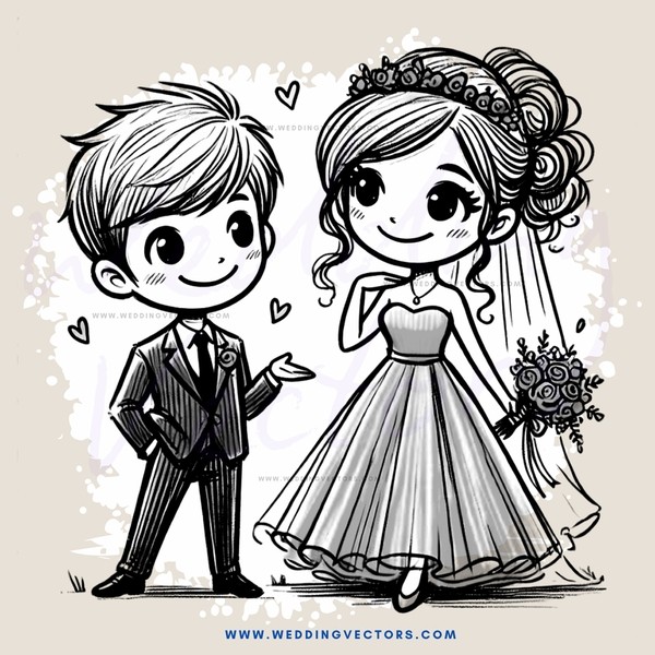 a boy and girl holding hands with flowers