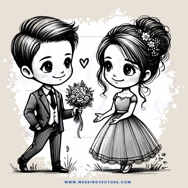 boy and girl in wedding attire