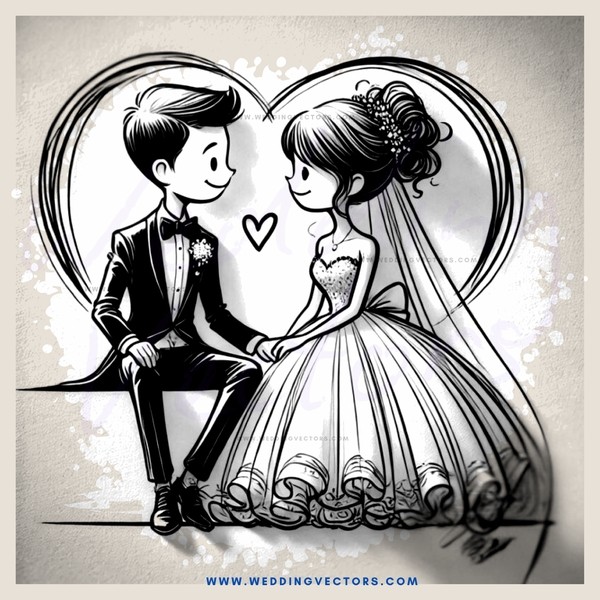 a cartoon man and woman holding hands