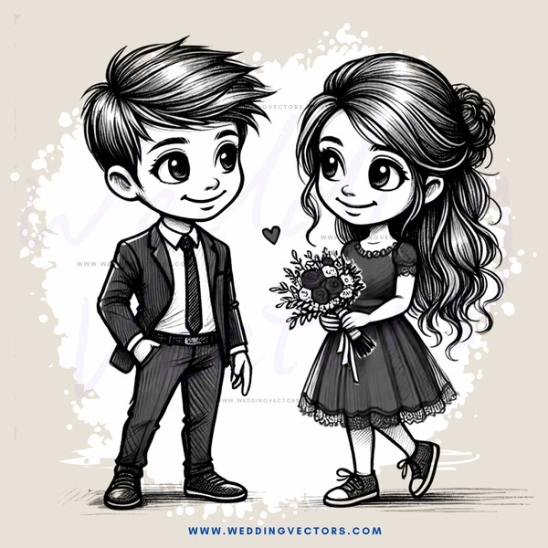 a couple in black and white