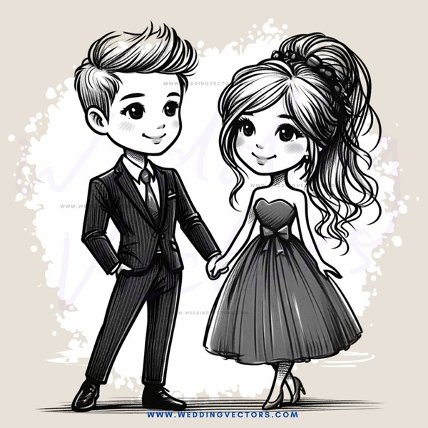 boy and girl holding hands in tuxedo and dress