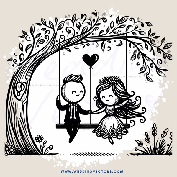 a couple sitting on a swing holding hands