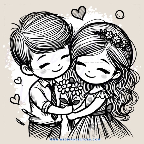 a boy and girl hugging
