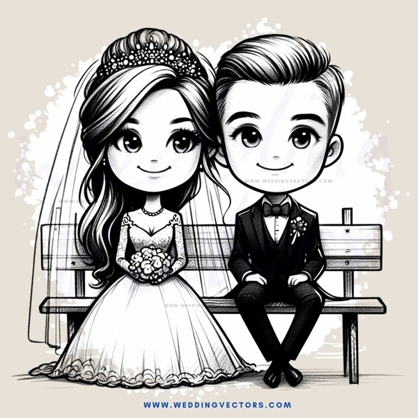 cartoon wedding portrait