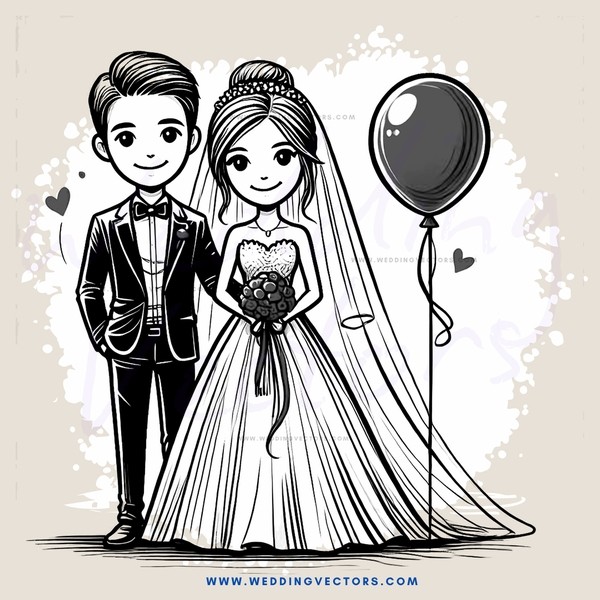 couple posing for picture with balloon and heart decorations