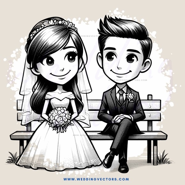 couple sitting on bench with flowers and rings