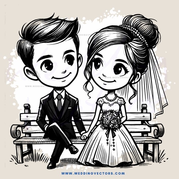 a couple sitting on a bench with wedding rings