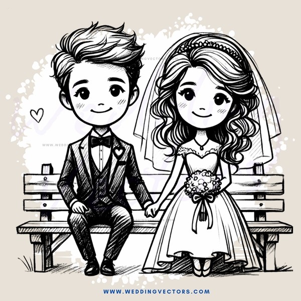 a couple sitting on a bench in black and white