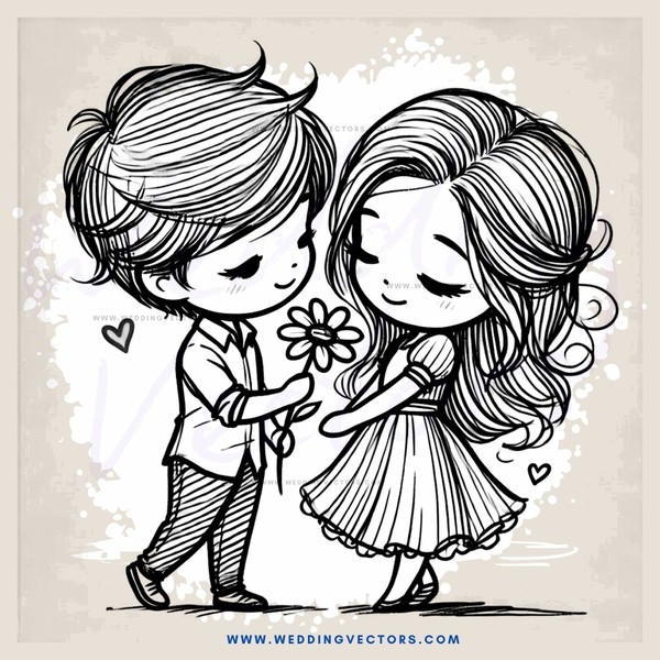 a couple holding hands and a flower