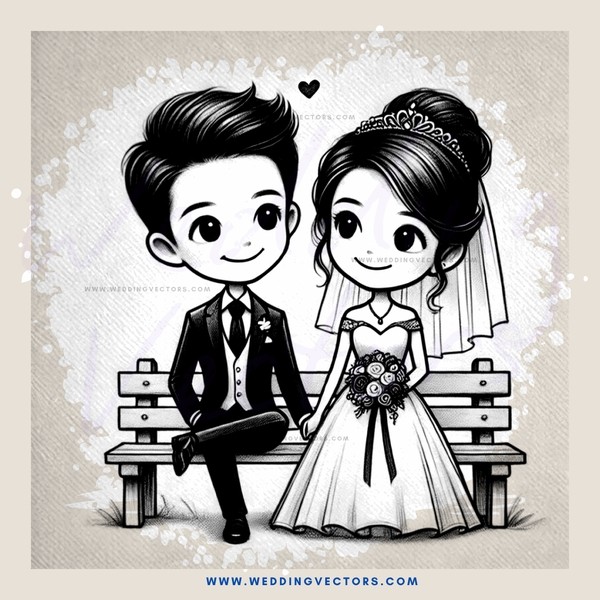 a wedding anniversary cartoon drawing