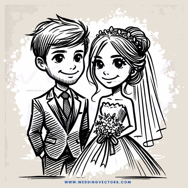 a newlywed couple smiling at each other