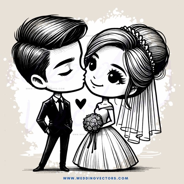 wedding couple kissing, holding flowers and lace veil on bride's head
