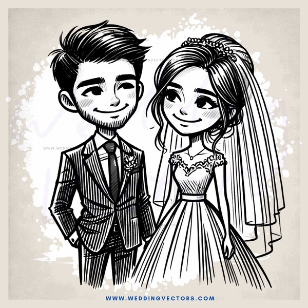 groom and bride cartoon