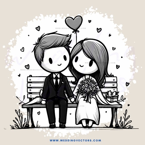 a couple sitting on a bench, ready to be married