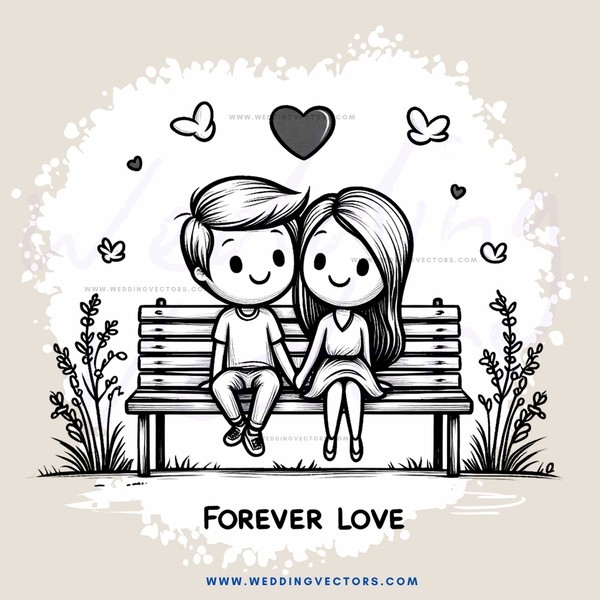 forever love cartoon picture on paper