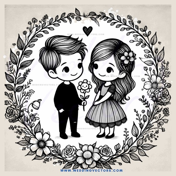a couple embracing in an illustration